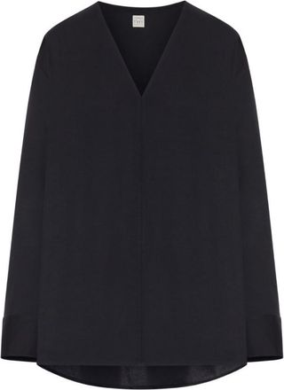 Toteme Black Solid V Neck Sweatshirt