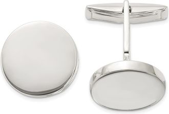 Diamond2Deal Sterling Silver Polished Round Cuff Links