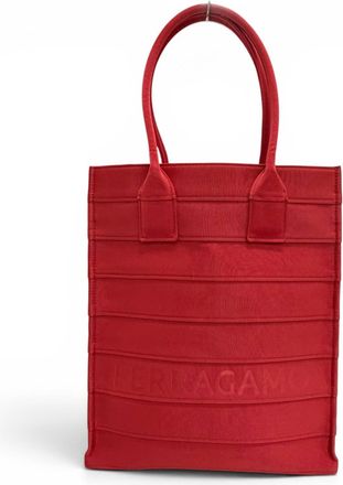 Ferragamo Red Color Leather Tote Bag (Pre-Owned)