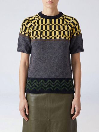 Marni Maglia girocollo slim fit in lana con motivo jacquard astratto