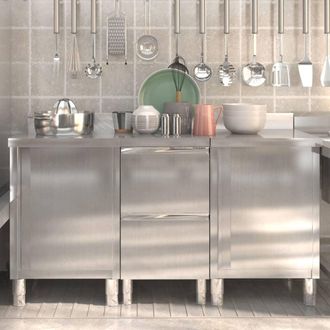 vidaXL Vidaxl - Armarios De Cocina Comerciales 3 Piezas De Acero Inoxidable