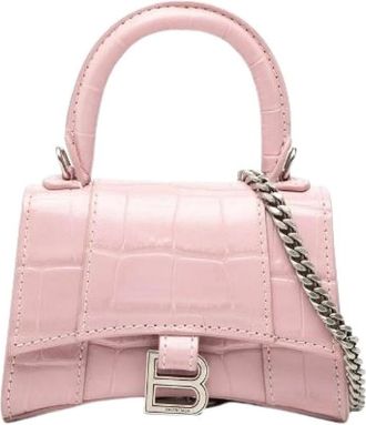 Balenciaga Pre-owned Mini Bags, female, Pink, Size: ONE SIZE Pre-owned Hourglass Crocodile-Embossed 2way Bag