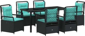 vidaXL Conjunto De Comedor De Jard&iacute;n 7 Pcs Negro Rat&aacute;n Sint&eacute;tico Vidaxl