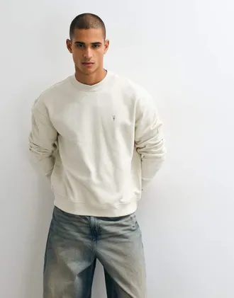 AllSaints Asher felpa girocollo con logo bianco sporco