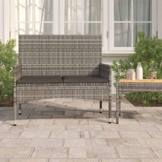 vidaXL Vidaxl - Panca da Giardino a 2 Posti con Cuscini in Polyrattan Grigio
