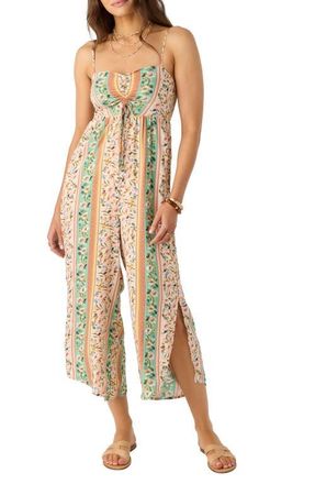 O'Neill Keiko Cora Floral Cutout Wide Leg Jumpsuit in Tapioca at Nordstrom, Size Medium