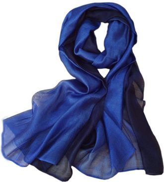 World of Shawls Evening Wrap Stole Shawl For Wedding, Bridesmaid, Parties, Prom Scarf (Silk Two Shade Royal Blue)