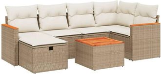 vidaXL Vidaxl - Set Sof&aacute;s De Jard&iacute;n 7 Piezas Y Cojines Rat&aacute;n Sint&eacute;tico Beige
