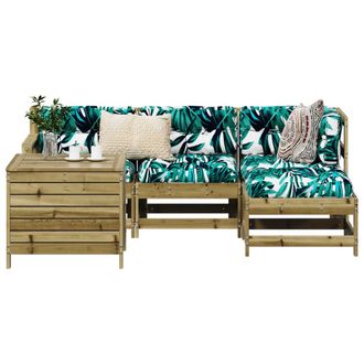 vidaXL Juego De Sof&aacute;s De Jard&iacute;n 5 Piezas Madera De Pino Impregnada Vidaxl