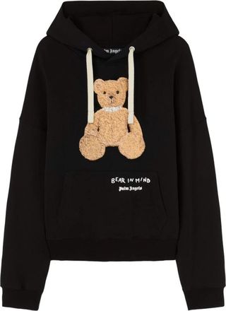 Palm Angels Zwarte Logo Print Hooded Sweater - Heren - Hoodies - Zwart - L - Katoen - Hoodies & sweatvesten
