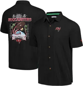 Tommy Bahama Mens Tommy Bahama Black Tampa Bay Buccaneers Tidal Kickoff Camp Button-Up Shirt at Nordstrom, Size Small