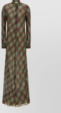Dries Van Noten silk-blend checked long shirt dress