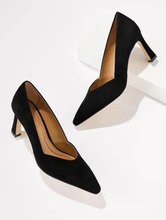 Talbots Kaylee Suede Flare Heel Pumps - Black - 10 1/2 M Talbots