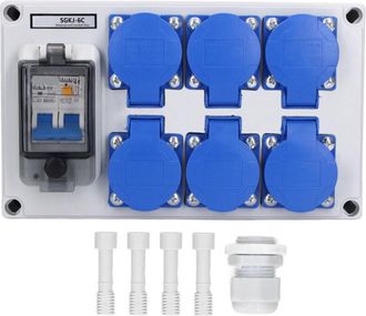 Elle Caja De Enchufe De Pared, Interruptor De Enchufe De Estilo Alem&aacute;n De Abs Impermeable De 6 Posiciones, Para Uso En Jard&iacute;n, 200-250 V
