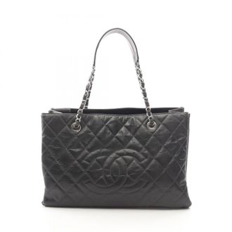 Chanel Black Leather Handbag Tote Bag (Pre-Owned)