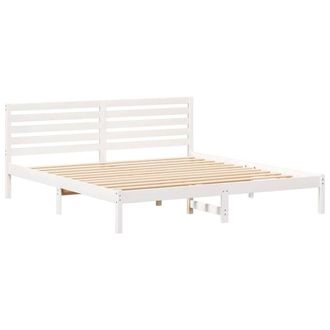 Berkfield Home with Headboard White 200 x 200 cm Solid pine wood