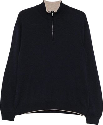 Paul & Shark Half-Zip Knit Sweater with High Collar and Ribbed Detailing