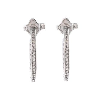 David Yurman Pave Hoop Earrings Sterling Silver with Diamonds 25mm