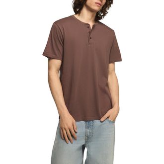 Lucky Brand Solid Short Sleeve Cotton Henley in Plaza Taupe at Nordstrom, Size Xx-Large