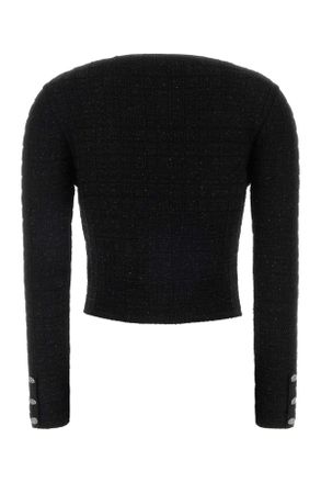 Alessandra Rich Womens Black Boucle Cardigan Maglieria