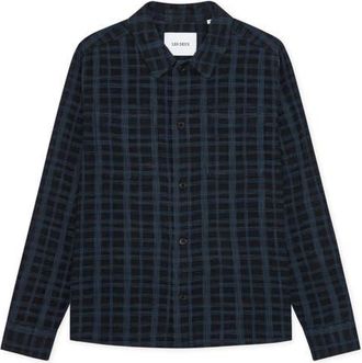 Les Deux Texture Slub Cotton Overshirt in Dark Blue Night at Nordstrom, Size Xx-Large