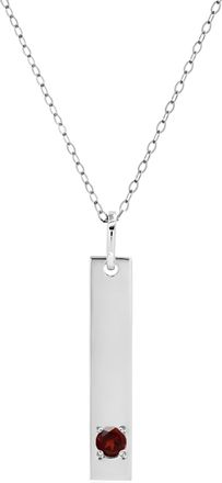 MAX + STONE 14k Yellow or White Gold Bar Pendant Necklace with 3mm Small Round Gemstone