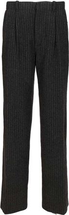 Durazzi Milano Broeken, Dames, Grijs, M, Wol, Pinstripe Pleated Broeken