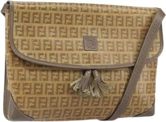 Fendi Pre-owned Cross Body Bags, female, Beige, Size: ONE SIZE Pre-owned Canvas Cross Body Bag