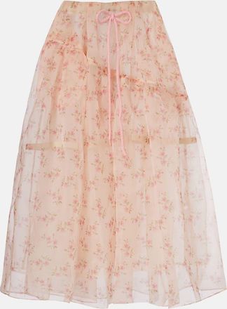 Simone Rocha Gonna midi in tulle con stampa floreale