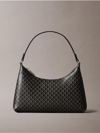 Calvin Klein Womens Emblem Logo Small Shoulder Bag - Black