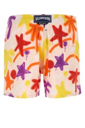 Palm Angels Mens Printed Nylon Palm Angels X Vilebrequin Swimming Shorts Softpinkmulticol Costumi Da Bagno