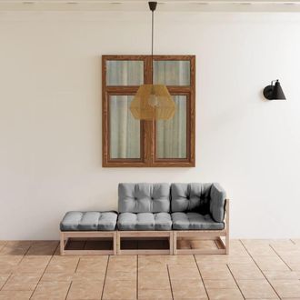 vidaXL 3 Pcs Garden Lounge Set Con Cojines De Pino Masivos
