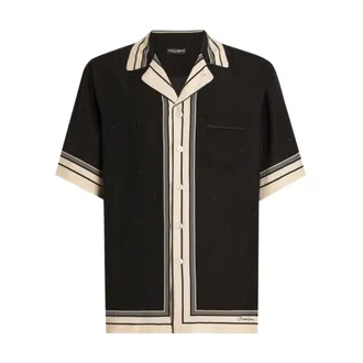 Dolce & Gabbana Short Sleeve Shirts, male, Black, Size: L Camisa MC
