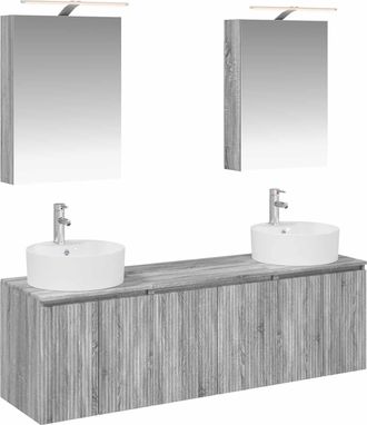 vidaXL Juego De Muebles De Ba&ntilde;o 5 Uds. Sonoma Gris Vidaxl