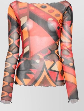 Pucci tulle maxi dress geometric pattern sheer