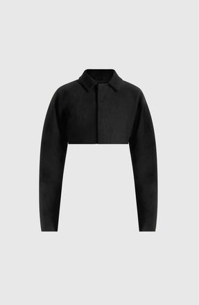 Mani&egrave;re De Voir Elya Suede Super Cropped Jacket in Black at Nordstrom, Size 14