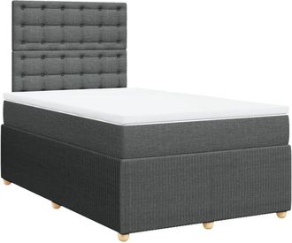 vidaXL Cama Box Spring Con Colch&oacute;n Tela Gris Oscuro 120x200 Cm Vidaxl