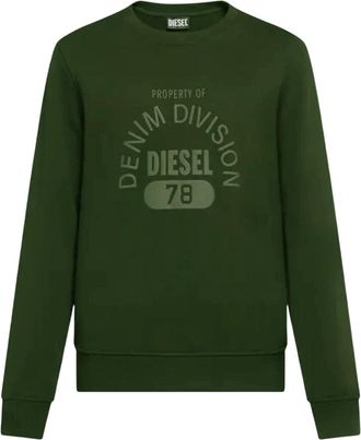 Diesel Mens Denim Division Logo Green Sweatshirt Cotton - Size X-Large