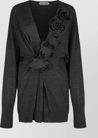 Alberta Ferretti merino wool floral embroidered sweater
