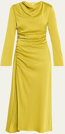SIMKHAI Odessa Draped Long-Sleeve Midi Dress