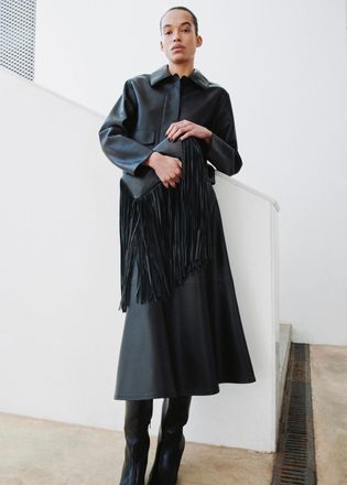 Mango Gonna midi similpelle nero - Donna - 38 - MANGO