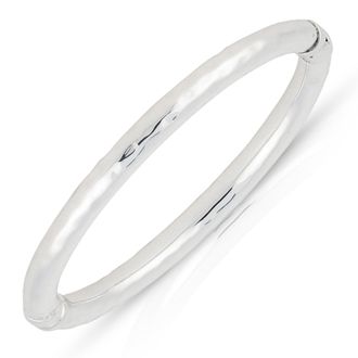 MAX + STONE 925 Sterling Silver 7 Inch Hammered Finish Bracelets with Hinged Clasp