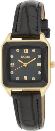 BCBGeneration Prism Faux Leather Strap Watch, 27mm in Black at Nordstrom Rack