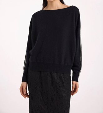 Brodie Bree Bead Batwing Cashmere Sweater In Black