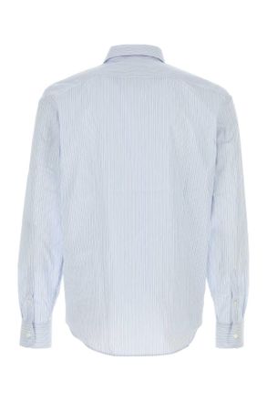 Prada Mens Embroidered Poplin Shirt Cielo+bianco Exterior: Cotton Camicie