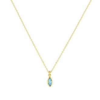 Set & Stones Marquise Birthstone Charm Necklace in Gold /March at Nordstrom
