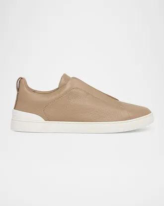 Ermenegildo Zegna Men & apos;s Deerskin Triple Stitch Sneakers