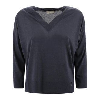 Herno V-neck Knitwear, female, Blue, Size: XS Blue Sweater for Women