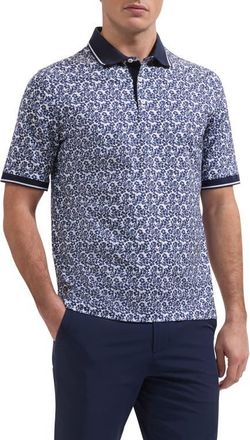 Bugatchi Vance OoohCotton Tropical Floral Polo in Navy at Nordstrom, Size Xx-Large