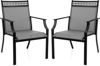 Costway 2 Sillas Jardin Exterior Textilene, Marco De Metal, Sillas Terraza Exterior Con Respaldo Alto Y Reposabrazos, Tela De Secado R&aacute;pido, 66 X 61 X 90 Cm, 